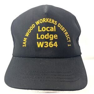 VTG Black Local Lodge 364 Snapback Trucker Hat OS Wood Workers Union Grandpa USA